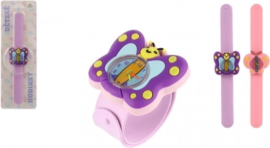 Orologio per bambini autoavvolgente con farfallina, in silicone, 22 cm
