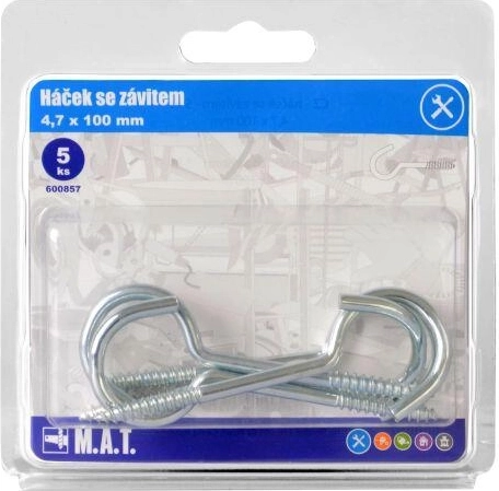 Gancio con filetto Zn 100 × 4,7 mm, confezione da 5 pz