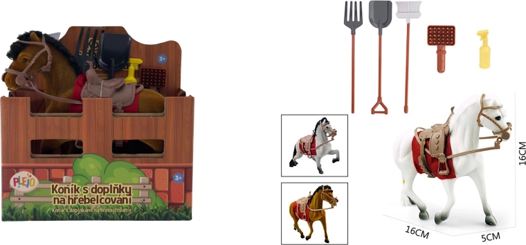 Cavallino PLEJO con accessori per la strigliatura