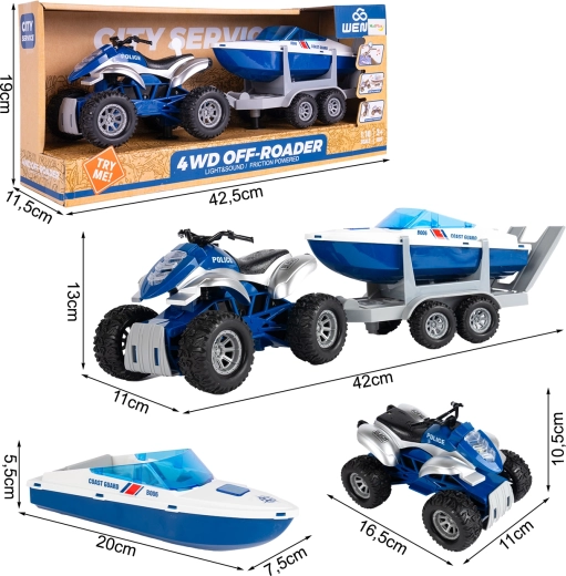 Set di polizia – quad e motoscafo 1:16