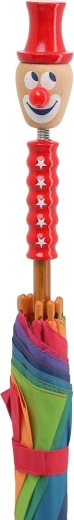 Manico giocoso con clown in legno naturale