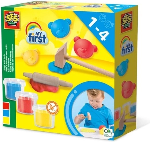SES My First pasta da modellare – 3 colori (3×90 g) + strumenti