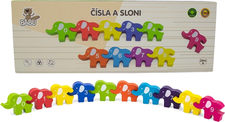 BABU gioco in legno Contare con gli elefanti