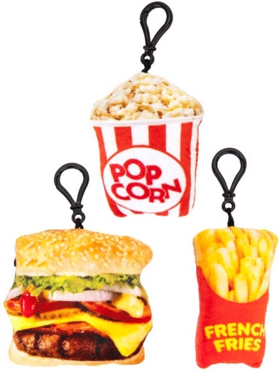 Ciondolo portachiavi in peluche fast food con clip 10 cm - 1 pezzo