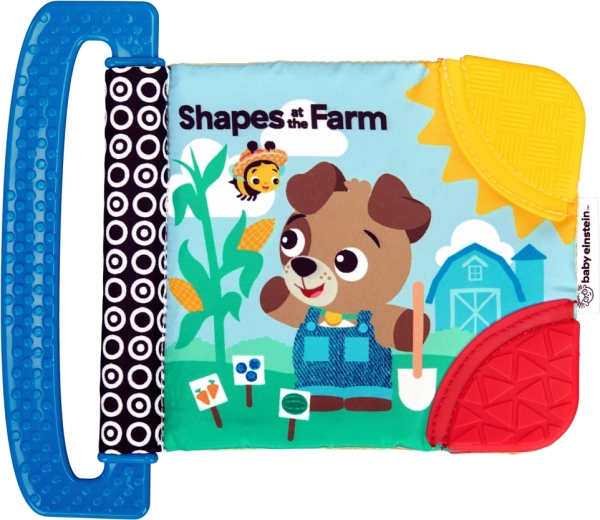 Baby Einstein libro morbido con massaggiagengive e texture Shapes at the Farm dalla nascita