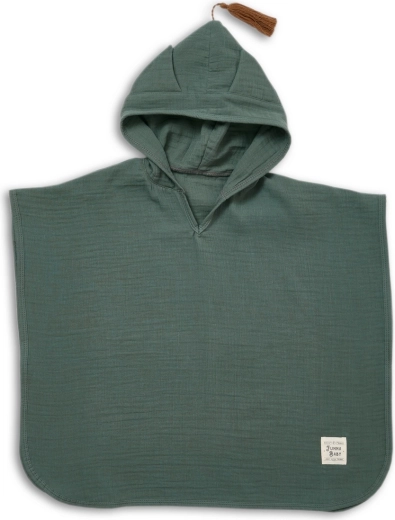 Poncho in mussola Funnababy con cappuccio Ivy Green