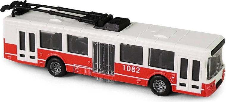 Filobus rosso a carica a molla con porte apribili