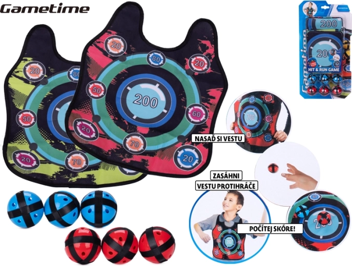 Set Gametime con 2 casacche con bersaglio e 6 palline con velcro