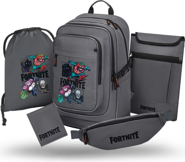 Set scolastico Baagl 5 pezzi Cubic Fortnite Squad (zaino, sacca, marsupio, custodia per notebook, portafoglio) GRS