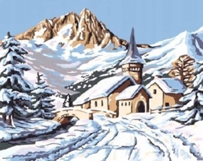 Norimpex Dipinto con numeri chalet innevato in montagna 40 × 50 cm