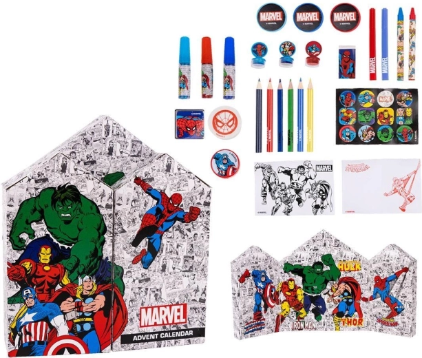 Calendario dell’Avvento Avengers con articoli per disegno e scrittura