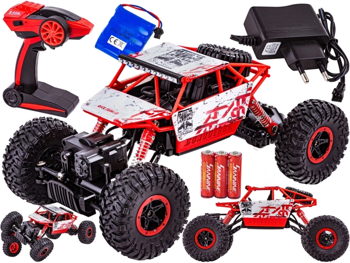 Auto RC rock crawler 2,4 GHz 1:18 rosso