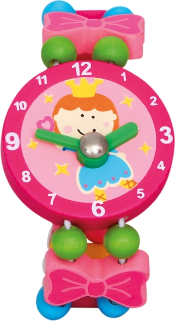 Orologio di legno con motivo di fata rosa