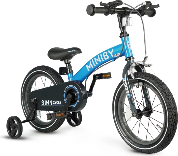 Qplay bicicletta per bambini Miniby 3 in 1 blu (14")