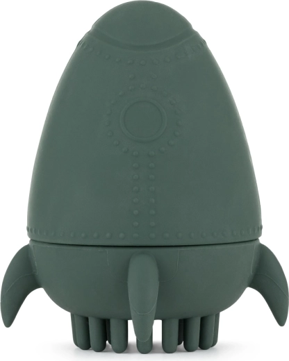 Gioco d’acqua in silicone con spazzolina Petite&Mars Splashy Rocket misty green