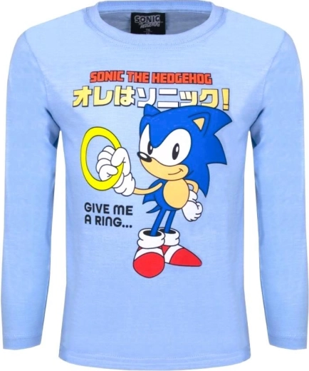 Maglietta di cotone azzurra Sonic