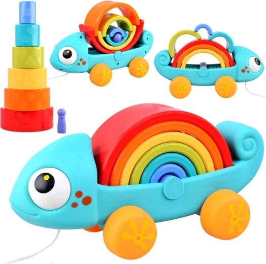 Camaleonte arcobaleno Montessori, puzzle componibile 18+ mesi