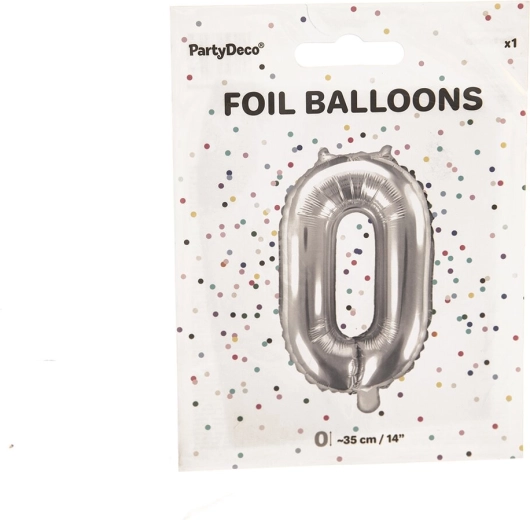 Palloncino in foil numero 0 argento 35 cm