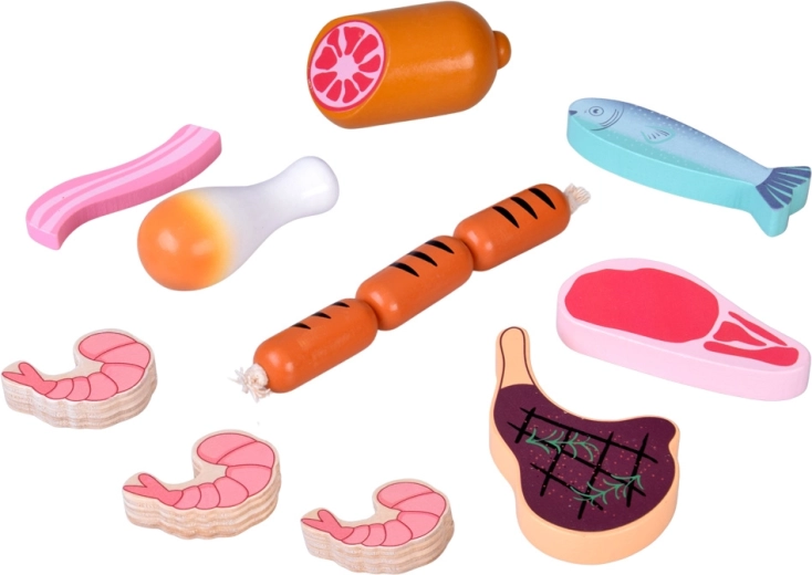 Set realistico di carni e frutti di mare