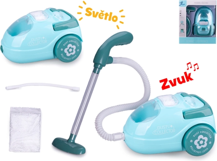 Mini aspirapolvere per bambini con luce e suono, 15 cm