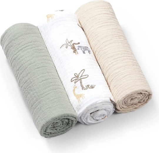 BabyOno pannolini in mussola super soft 3 pz verdi 70 × 70 cm
