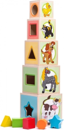 Bicchieri impilabili in legno con forme – torre con ordinatore