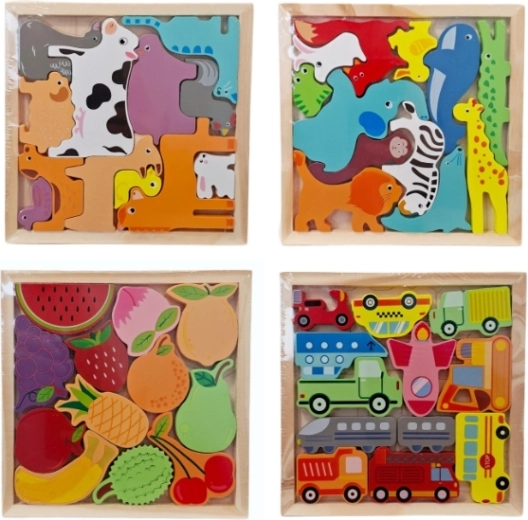 Puzzle a incastro in legno con motivi colorati - 1 pezzo