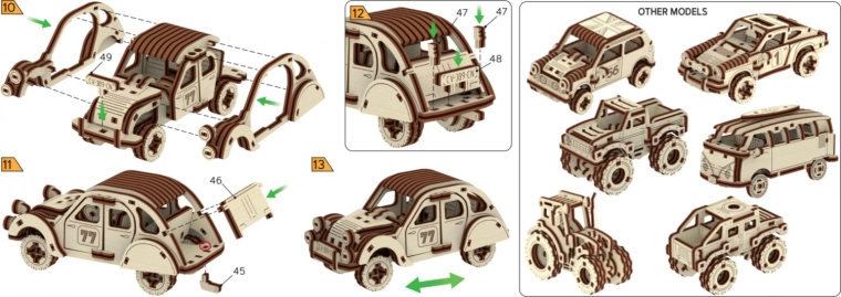 Puzzle 3D in legno auto da corsa – Numero 77