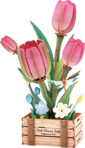2Kids Toys puzzle in legno 3D tulipano rosa