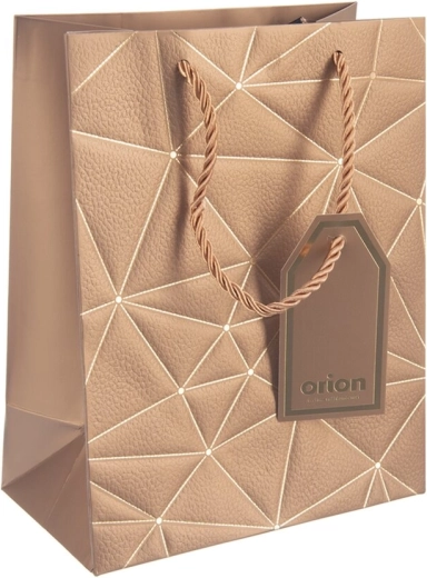 Borsa regalo in carta con motivo a griglia dorata 18 × 10 × 23 cm