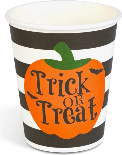 Bicchieri di carta Halloween con zucche 250 ml, 8 pezzi