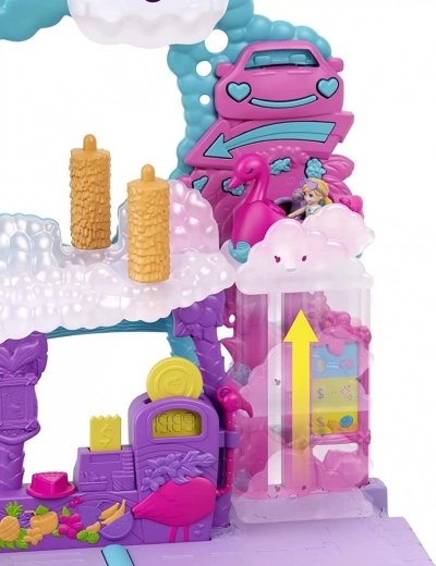 Ascensore-nuvola, spazzole e scivolo fiorito