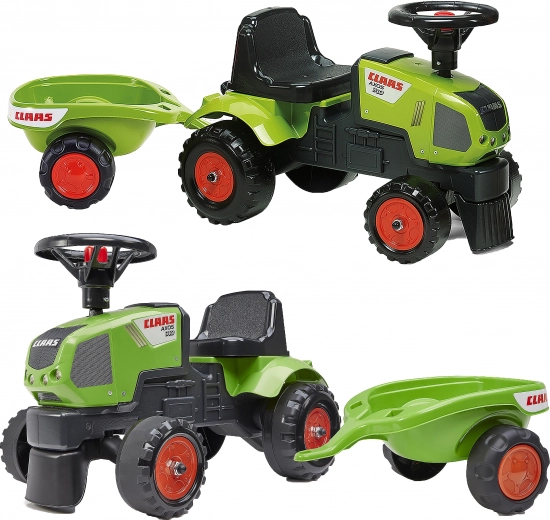 Trattore a pedali CLAAS Axos 310 Baby con rimorchio per bambini da 1 anno
