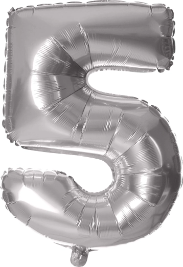 Palloncino in foil cifra 5, 30 cm, argento TORO