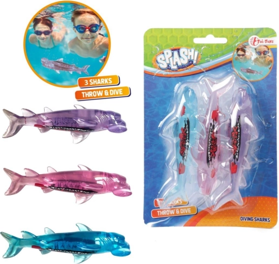 Squali subacquei da immersione per piscina, set da 3 pz 13 cm
