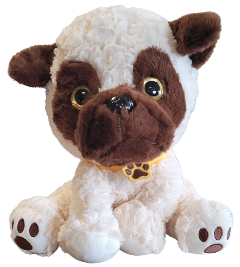 Cagnolino di peluche seduto con collare 30 cm