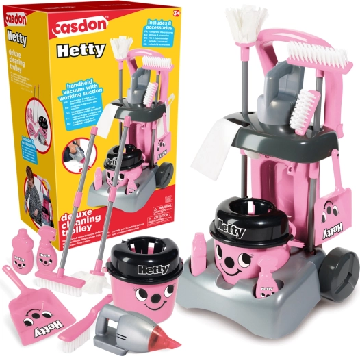 Carrello per le pulizie deluxe Casdon Hetty con aspirapolvere e mocio per bambini
