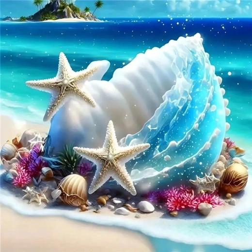 Norimpex pittura per numeri Bella conchiglia sulla costa 40 × 50 cm
