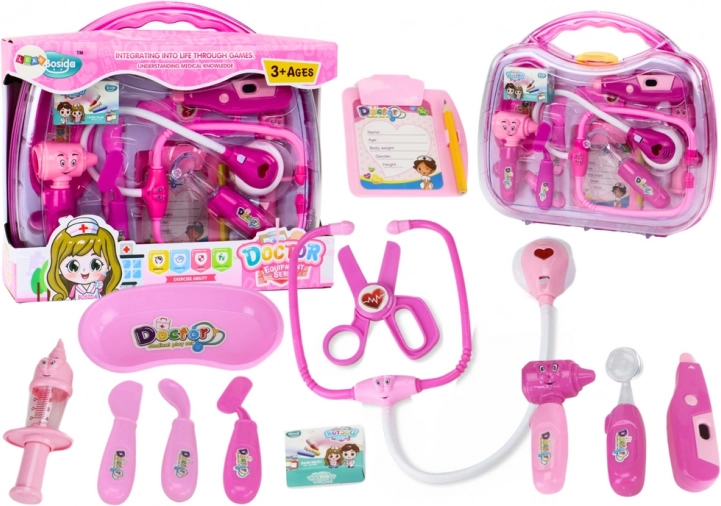 Set da dottore in valigetta per piccoli medici – rosa, luci e suoni