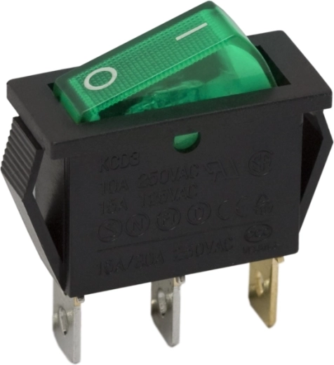 Interruttore a bilanciere con illuminazione LED verde