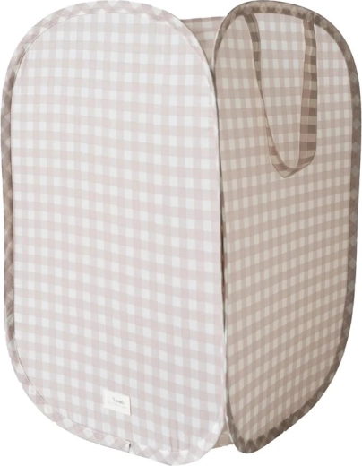 Cesto pieghevole portaoggetti 3 Sprouts recycled gingham beige