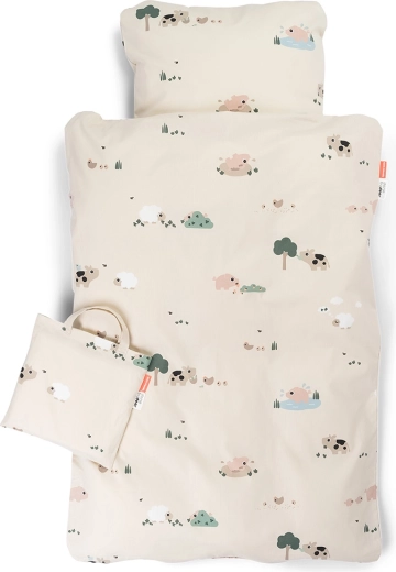 Biancheria da letto per bambini Done by Deer Tiny farm color sabbia