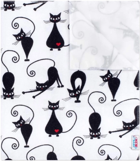 Traversina impermeabile in flanella New Baby bianca con gatto nero