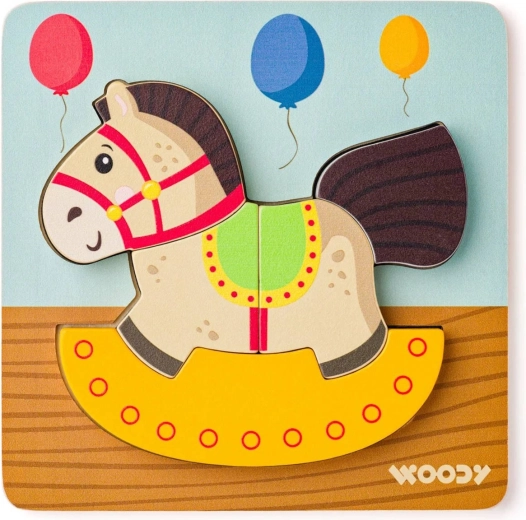 Puzzle in legno a incastro WOODY Baby con cavallino – 5 pezzi