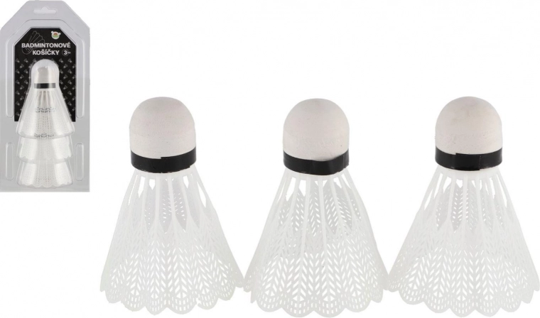 Volani da badminton bianchi 3 pezzi in plastica