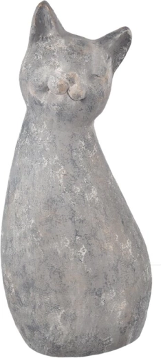 Statuetta decorativa in ceramica a forma di gatto grigia 53 cm