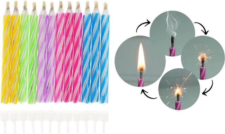 Candeline di compleanno inestinguibili – Scherzetto, 12 pz
