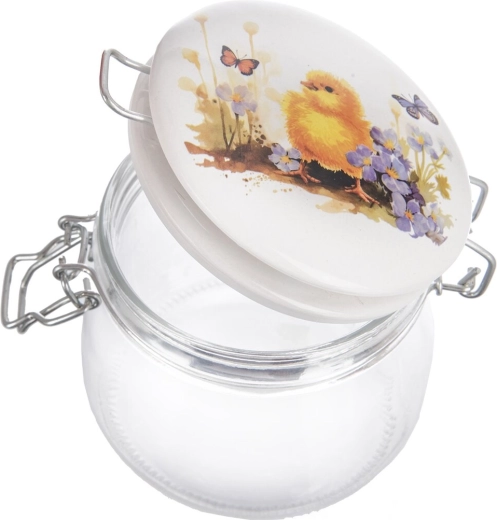 Coperchio in ceramica decorativo con motivo del pulcino