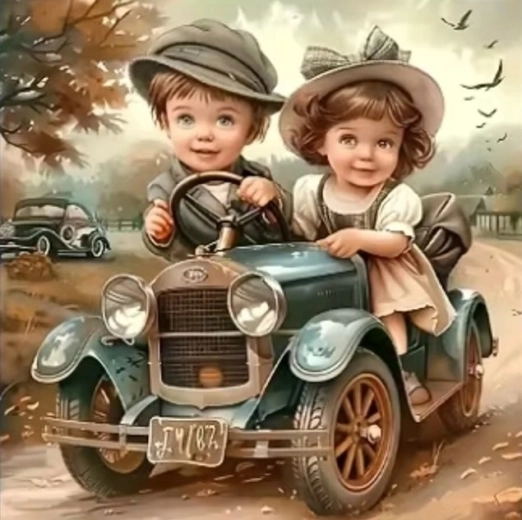 Norimpex Dipingi con i numeri Bambini in auto 40 × 50 cm