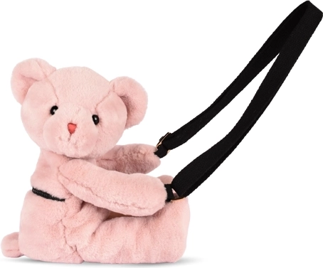 Doudou borsa a tracolla in peluche orsetto rosa 30 cm